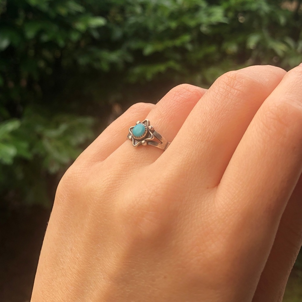 Sterling silver signed turquoise ring navajo western - Picture 4 of 9